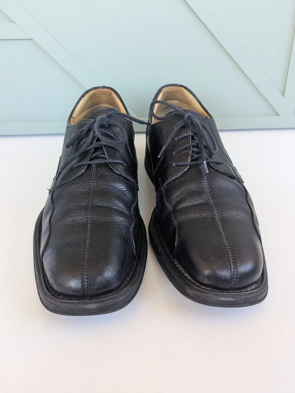 Belvedere Classic Black Leather Lace-Up Derby Shoes for Men
